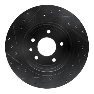 Jaguar XJR Brake Rotor - Rear Right - R1 Concepts - Drilled & Slotted - Black - `95-`06